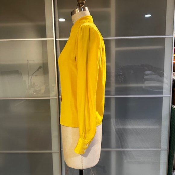 Vintage 80's YVES SAINT LAURENT Rive Gauche Silk Blouse Sz 38 Marigold - Picture 3 of 10